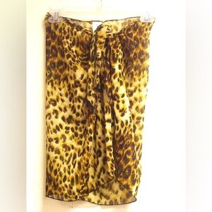 NWT short Georgette cover-up sarong skirt one & plus size 101-G brown cheetah